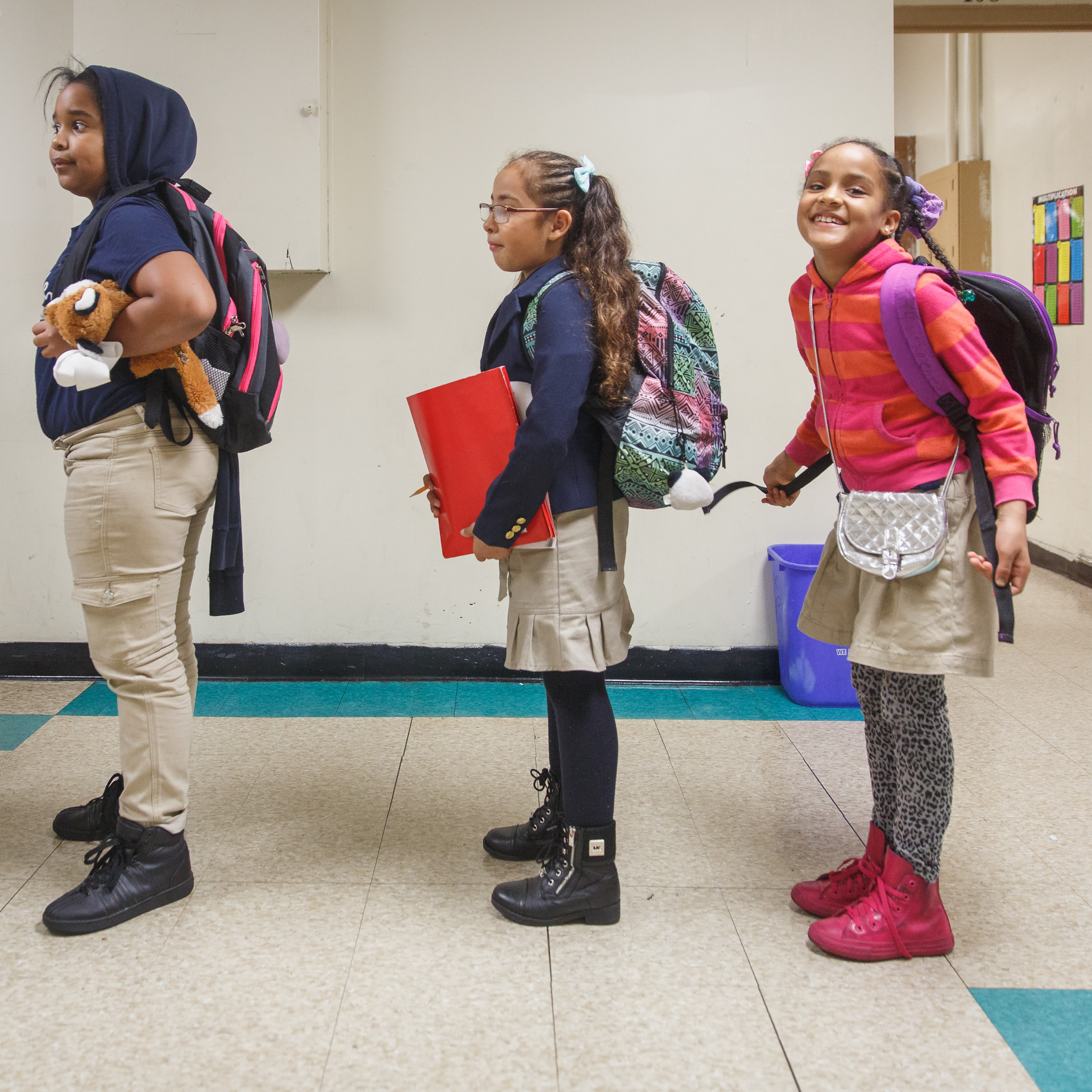Afterschool students in line